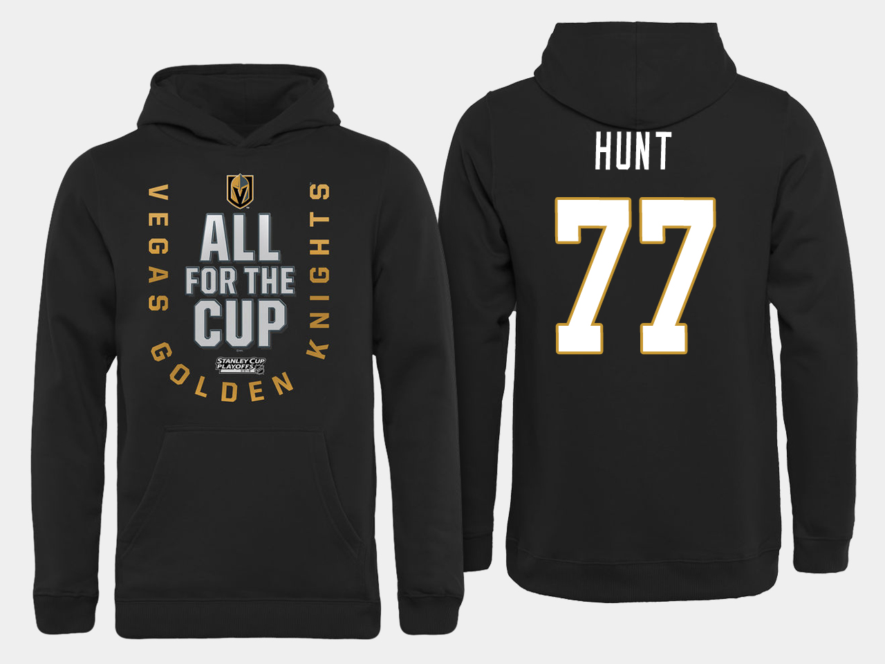 Men NHL Vegas Golden Knights #77 Hunt All for the Cup hoodie->more nhl jerseys->NHL Jersey